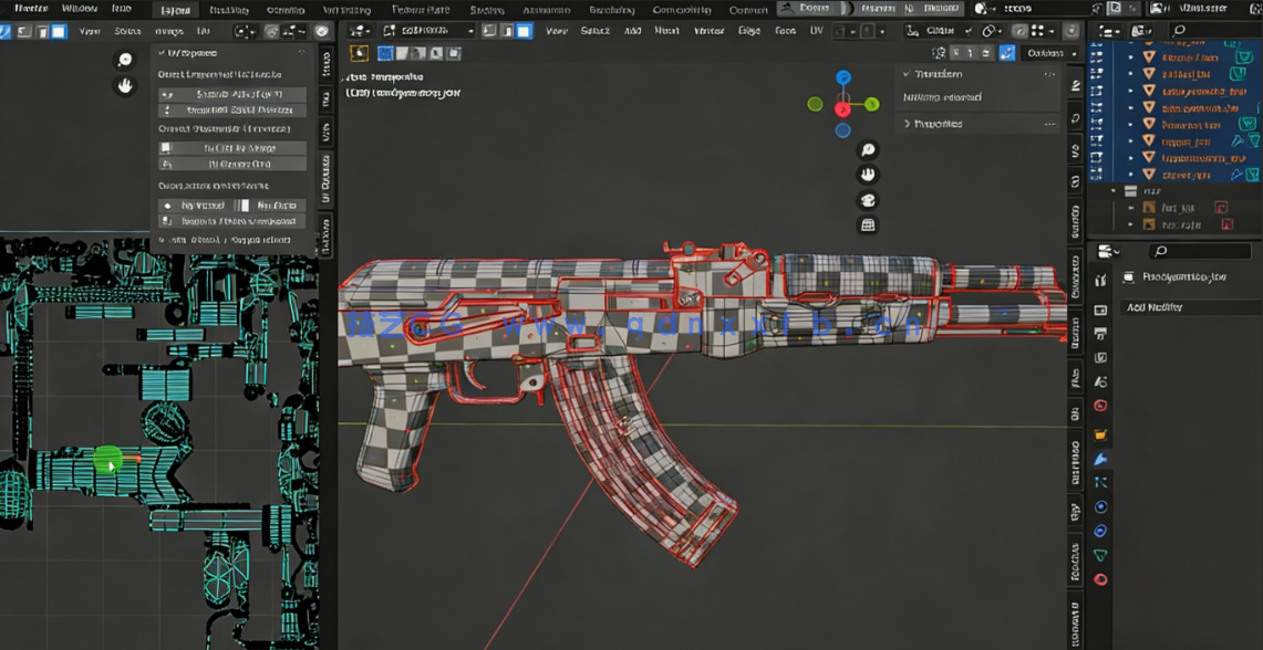 Blender 3A级游戏武器AK47模型制作工作流程视频教程(图4)