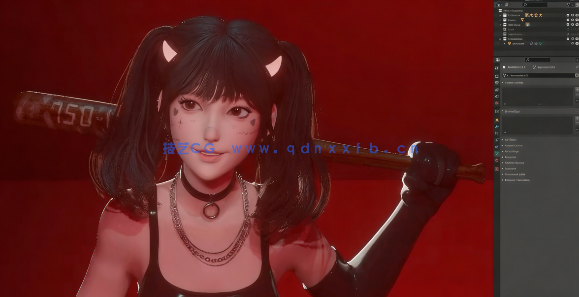 Blender可爱棒球女孩角色完整实例制作训练视频教程(图5)