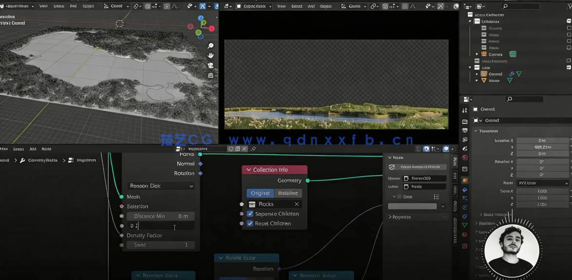 Blender逼真森林山脉景观实例制作视频教程 (图3)