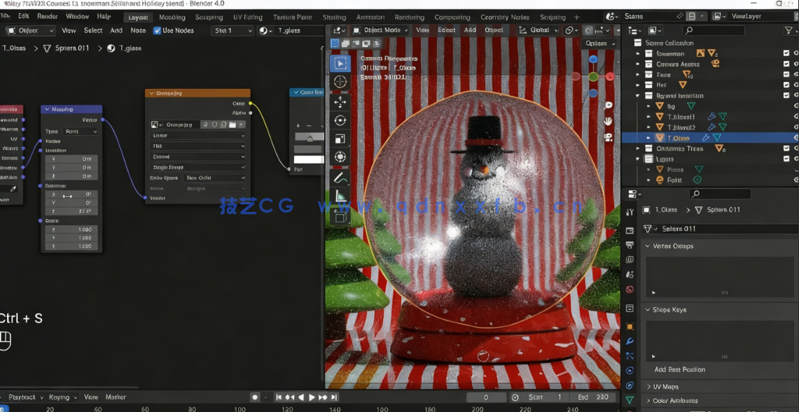 Blender逼真雪人假日玻璃球实例制作视频教程(图6)