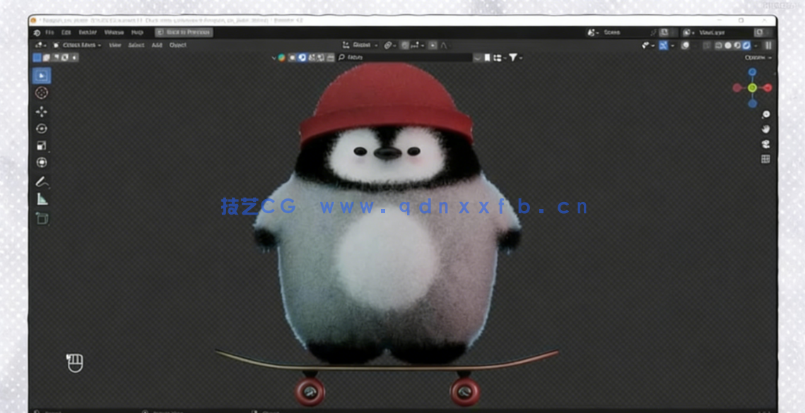 Blender可爱滑板企鹅完整实例制作流程视频教程(图3)