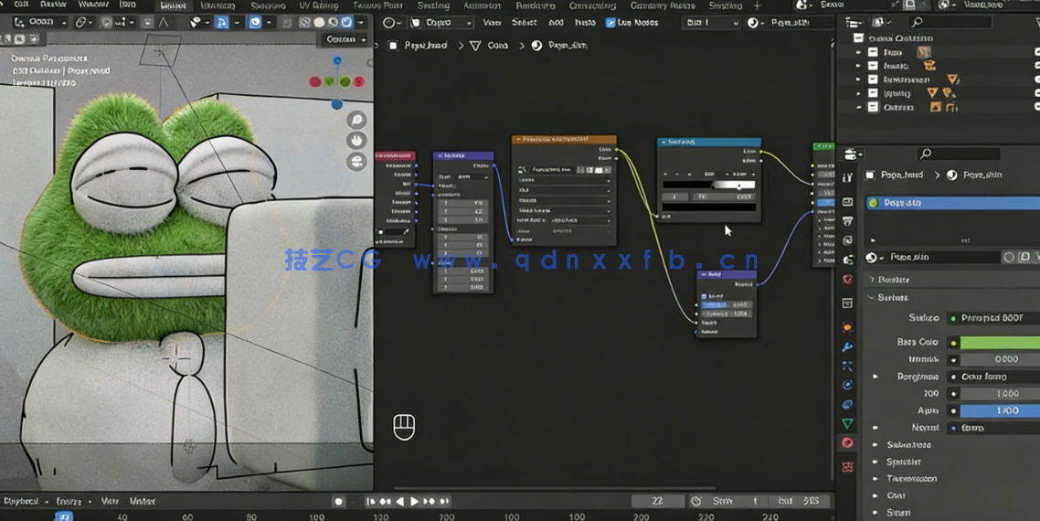 Blender 4粘土风格青蛙完整实例制作视频教程(图4)