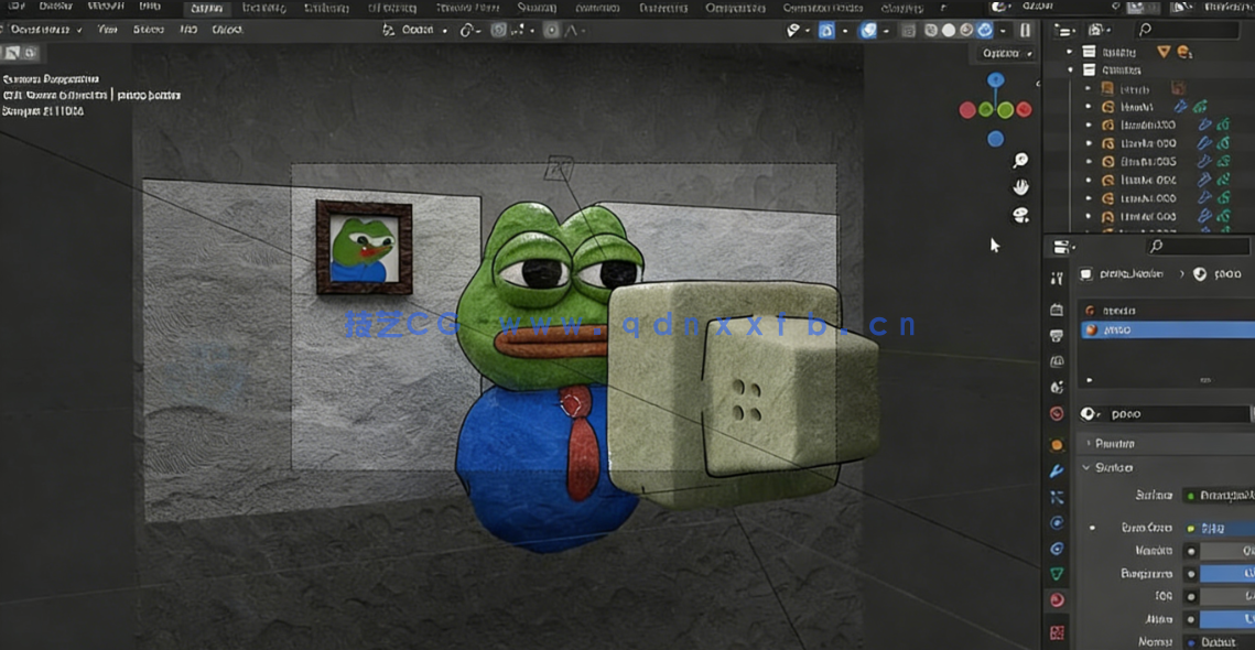 Blender 4粘土风格青蛙完整实例制作视频教程(图5)