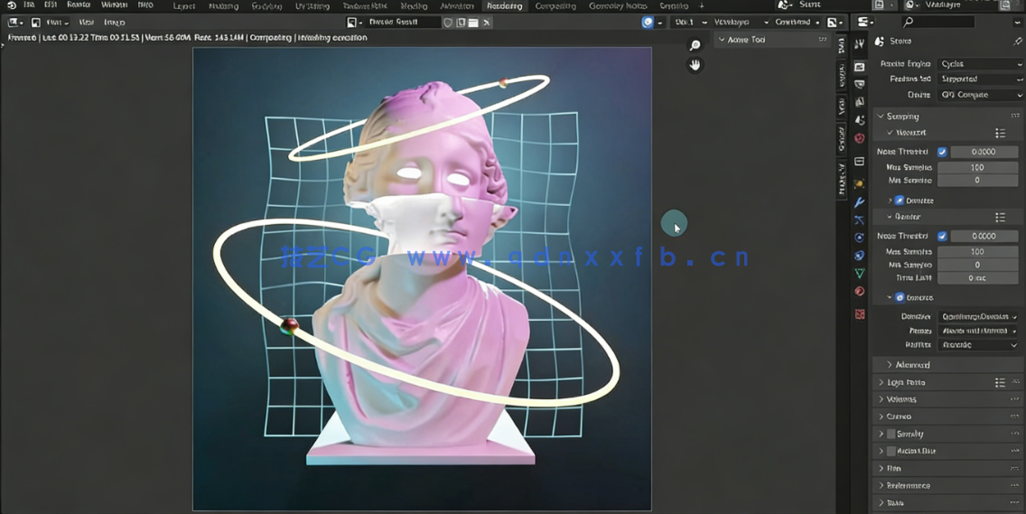 Blender复古3D蒸汽波环绕动画制作视频教程(图4)
