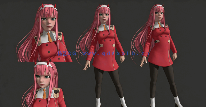 Darling in the Franxx动画Zero Two女性角色模型雕塑视频教程(图4)