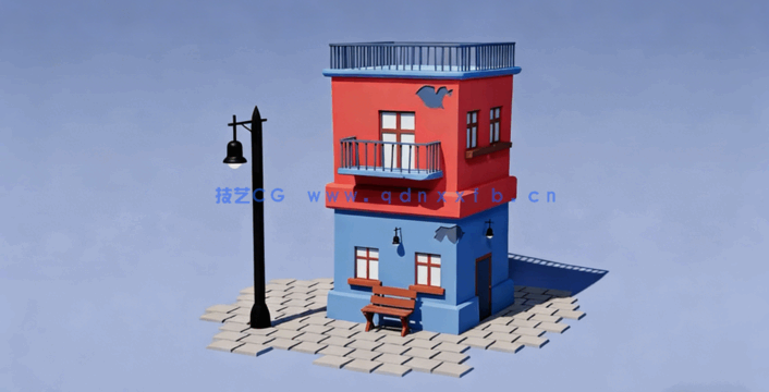 Blender卡通3D建筑动画场景实例制作视频教程(图3)