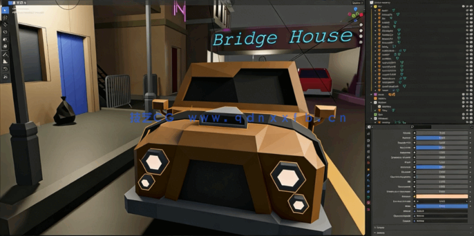 Blender低多边形赛博朋克场景制作流程视频教程(图4)