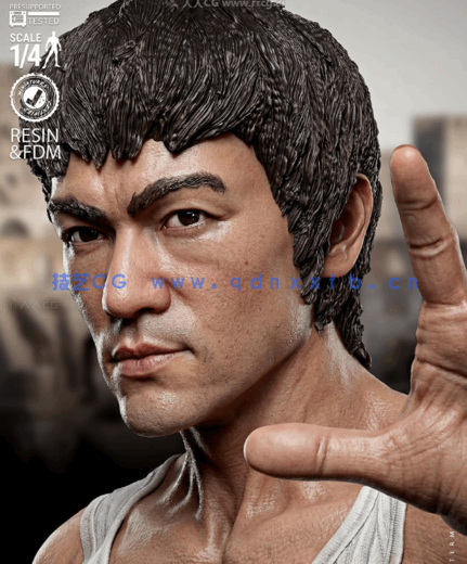 [3D打印人物] 李小龙双截棍经典姿势半身像角色雕刻手办3D打印模型(图3)