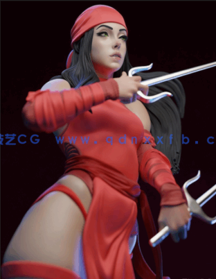 [3D打印人物] 艾丽卡·纳奇奥斯Elektra《夜魔侠》漫威角色雕刻手办3D打印模(图2)