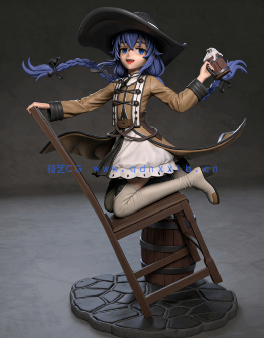 [3D打印人物] 洛琪希·米格路迪亚《无职转生》动漫角色雕刻手办3D打印模型(图1)