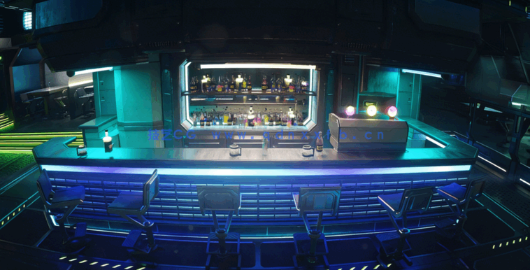 [室内设计] 赛博朋克科幻室内环境场景设计3D模型合集(图2)