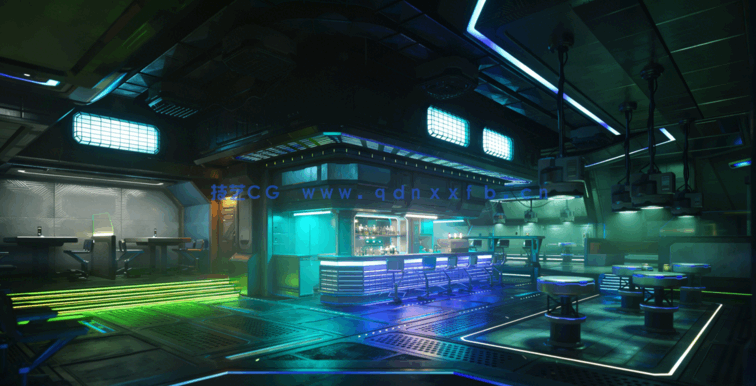 [室内设计] 赛博朋克科幻室内环境场景设计3D模型合集(图3)