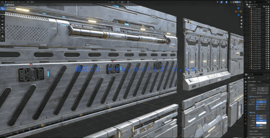 [室内设计] 科幻建筑墙壁PBR面板3D模型(图4)