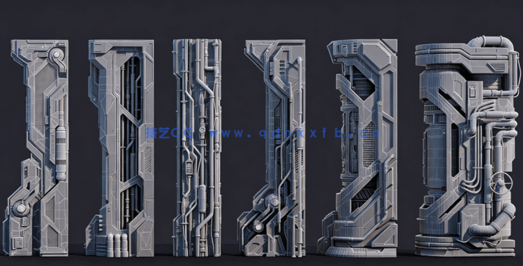 [室内设计] 未来建筑科技飞船真实质感柱子3D模型(图1)