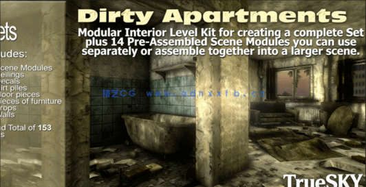 [室内设计] 肮脏公寓室内环境场景3D模型Reallusion iClone模板(图1)