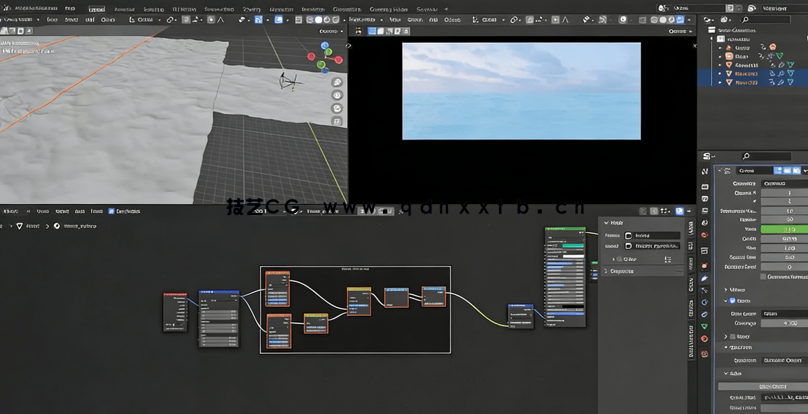 Blender逼真海洋场景实例制作视频教程 (图5) Blender逼真海洋场景实例制作视频教程 (图5)
