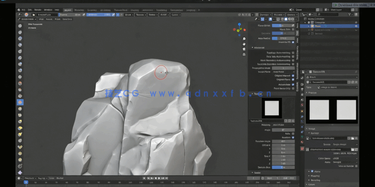 Blender雕刻岩石模型全过程视频教程(图5)