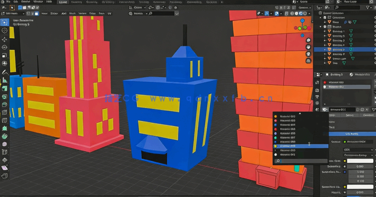 Blender初学者创建3D卡通城市视频教程 (图4) Blender初学者创建3D卡通城市视频教程 (图4)