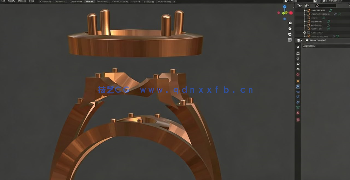 Blender珠宝首饰3D打印级设计实例制作视频教程(图4) Blender珠宝首饰3D打印级设计实例制作视频教程(图4)