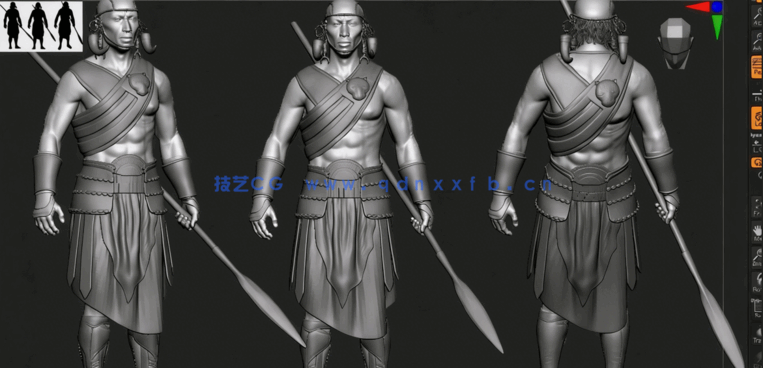 非洲土著男性战士角色完整制作工作流程视频教程(图4)