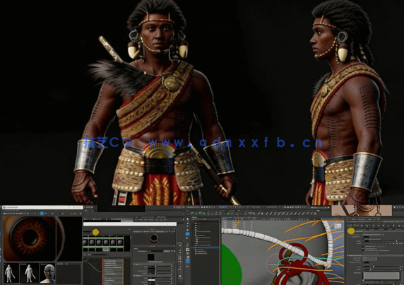 非洲土著男性战士角色完整制作工作流程视频教程(图5)