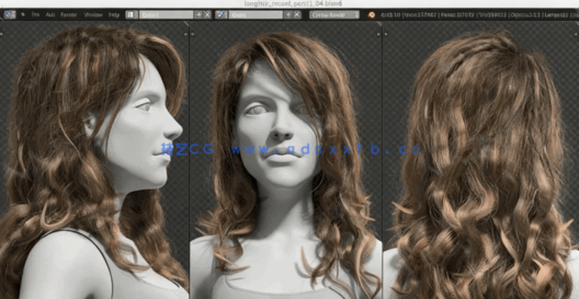 Blender逼真女性头发造型实例制作视频教程(图3)
