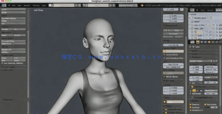 Blender逼真女性头发造型实例制作视频教程(图4)