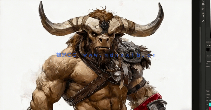 Zbrush逼真牛角战士游戏角色雕刻制作大师班视频教程(图2)