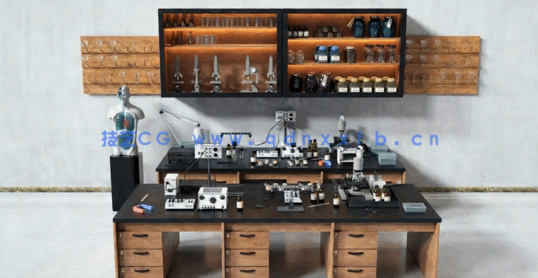 办公桌生物化学物理试验台3D模型Archmodels Vol.228(图1)