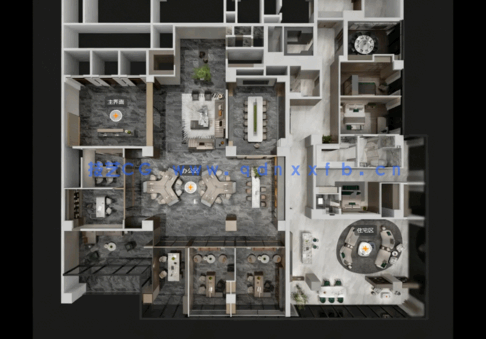 大型工装办公室 会所施工图及效果图、报价系统(图6)