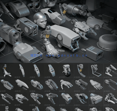 [3D打印人物] 1271组科幻工业机械风格硬表面3D模型库(图1)