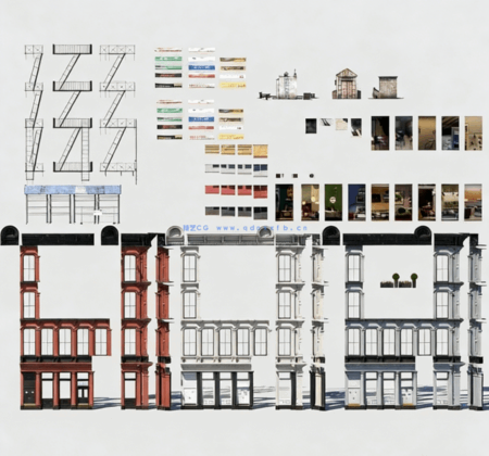 [建筑景观] 高楼大厦现代城市建筑景观模块化3D模型库(图2)