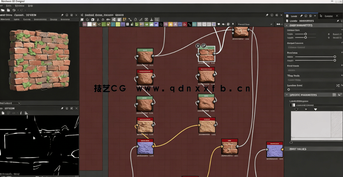 Substance Designer吉卜力风格化砖块纹理制作视频教程(图3)
