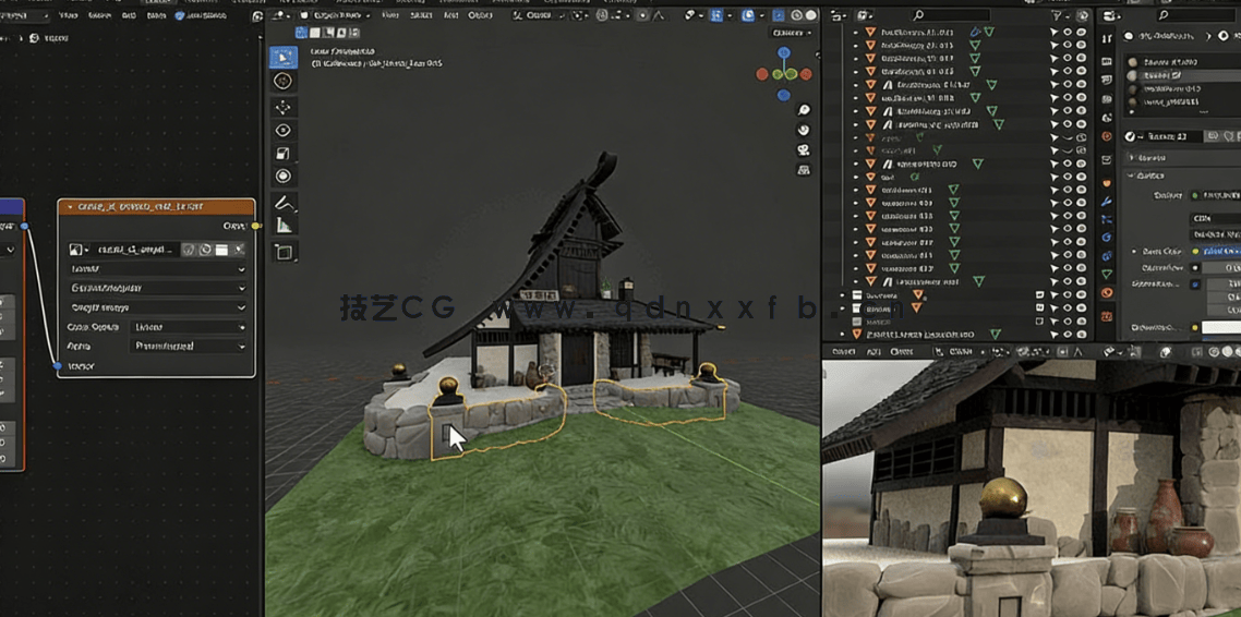 Blender概念艺术亚洲古典建筑完整制作流程视频教程(图6)