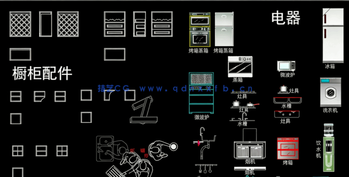 CAD橱柜动态块CAD图块图库(图2)