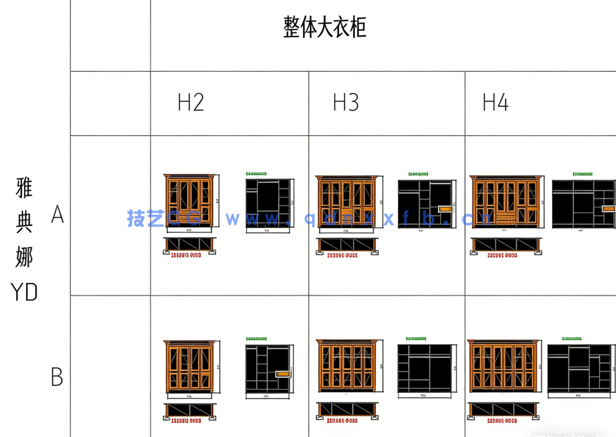 动态块 整体大衣柜 整木家具CAD图库(图3)