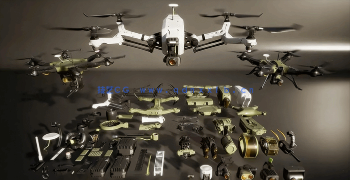 Kitbash3D-Vehicles：Drones[交通工具：无人机 3d模型]fbx obj(图2)