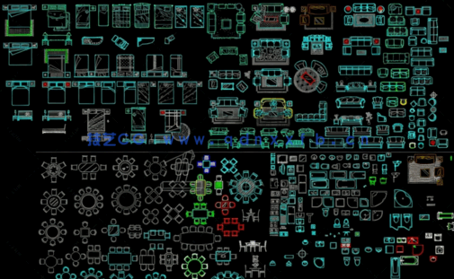 家装设计常用的家具平面立面综合图库图块免费下载(图1)