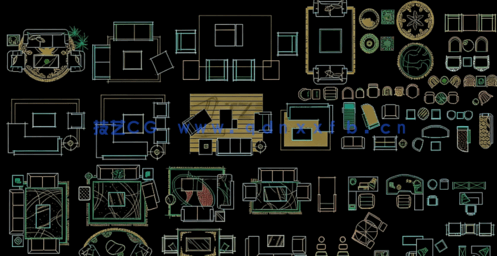 色彩搭配精美家装设计综合家具图库CAD图库(图2)