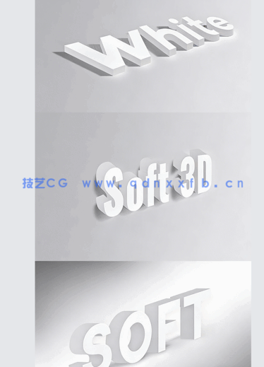 10组极简风格白色文字文本艺术特效PSD字模(图3)