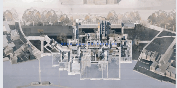  竞赛风拼贴风古风建筑景观鸟瞰剖面立面psd分层ps免扣效果图素材(图3)