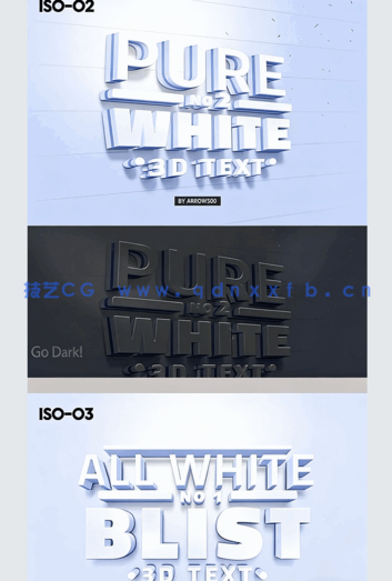 7组3D纯色三维文字文本艺术特效PSD字模(图2)