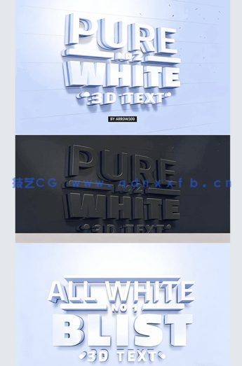 7组3D纯色三维文字文本艺术特效PSD字模(图3)