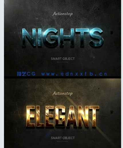 3D立体彩色金属质感艺术特效PSD字模(图3)