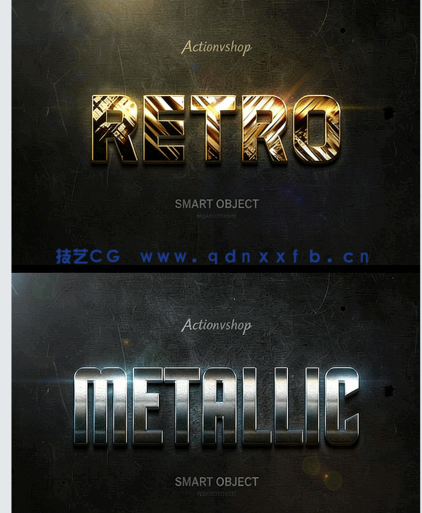 3D立体彩色金属质感艺术特效PSD字模(图4)