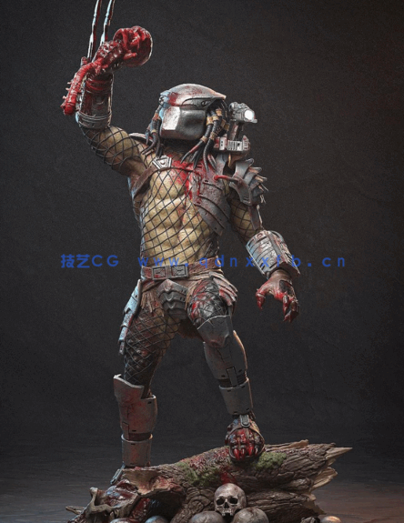 [3D打印人物] 铁血战士Predator影视角色雕刻手办3D打印模型(图3)