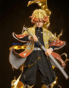 [3D打印人物] 我妻善逸Zenitsu《鬼灭之刃》动画角色雕刻手办3D打印模型(图2)