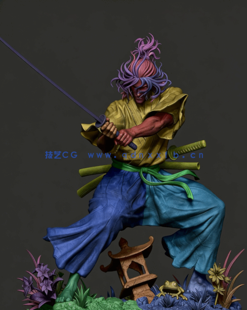 [3D打印人物] 宫本武藏Musashi Miyamoto人物角色雕刻手办3D打印模型(图3)