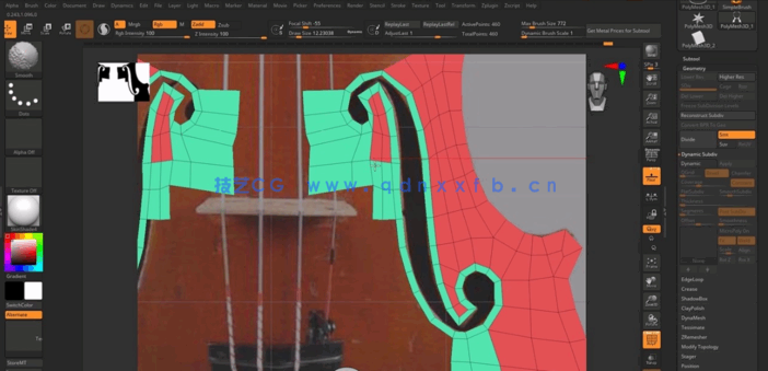 Zbrush小提琴雕刻雕塑3D打印制作视频教程 (图2)