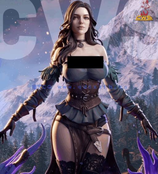 [3D打印人物] 叶奈法Yennefer施法动作《巫师》游戏角色雕刻手办3D打印模型(图1)